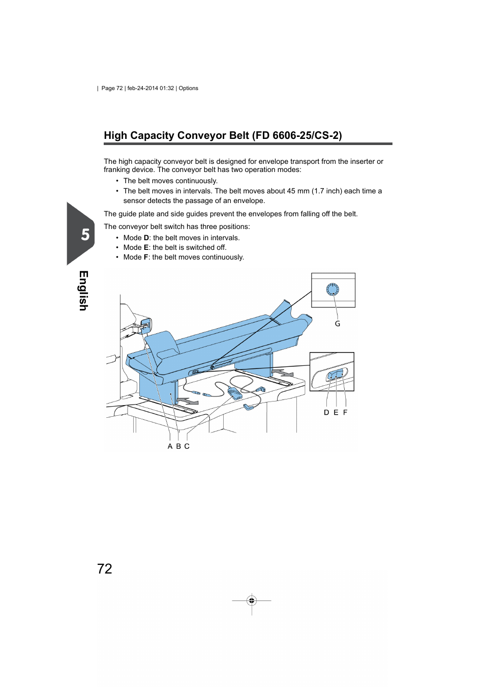 High capacity conveyor belt, English | Formax 6606 Series User Manual | Page 76 / 159