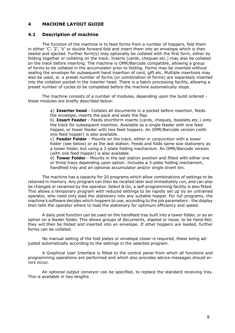 Machine layout guide, 1 description of machine | Formax 7100 Series User Manual | Page 10 / 47