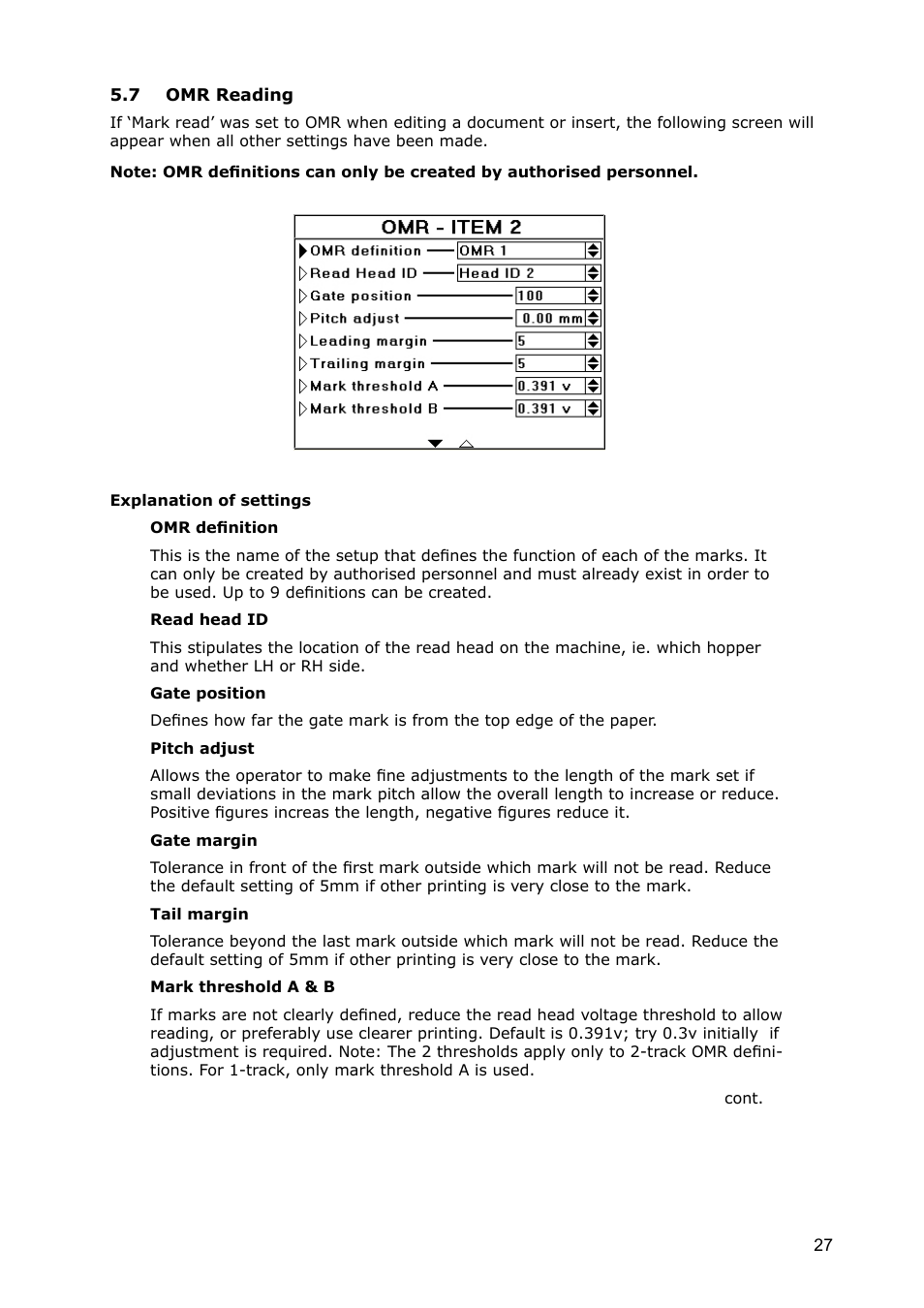 7 omr reading | Formax 7100 Series User Manual | Page 28 / 47