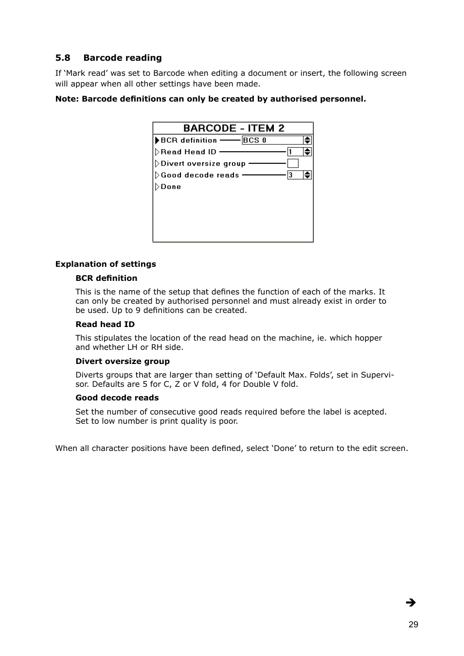 8 barcode reading | Formax 7100 Series User Manual | Page 30 / 47