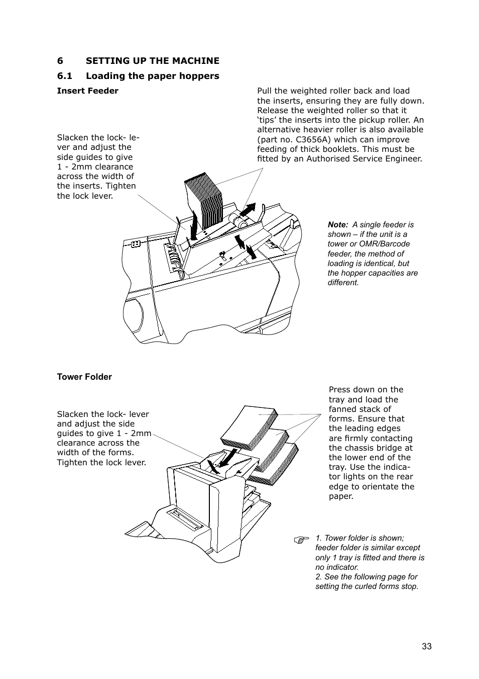 6 setting up the machine, 1 loading paper hoppers | Formax 7100 Series User Manual | Page 34 / 47