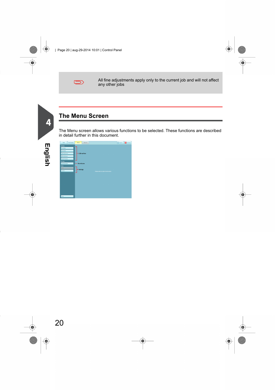 The menu screen | Formax 7102/7102XT Series User Manual | Page 23 / 100