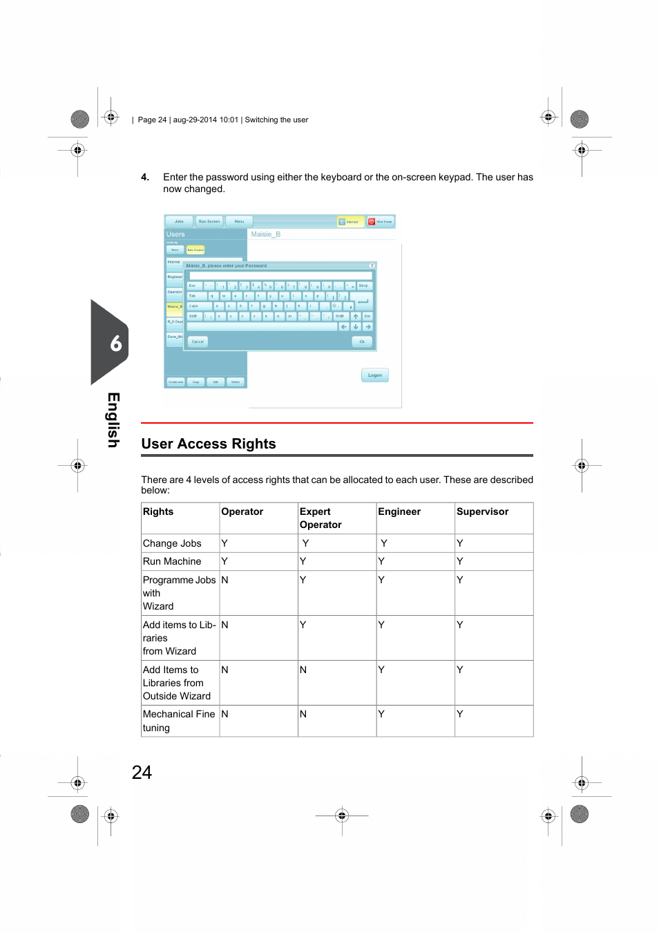 User access rights, English | Formax 7102/7102XT Series User Manual | Page 27 / 100