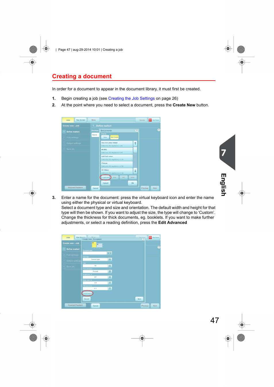 Creating a document, English | Formax 7102/7102XT Series User Manual | Page 50 / 100