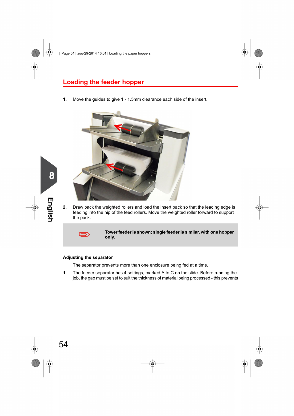 Loading the feeder hopper, English | Formax 7102/7102XT Series User Manual | Page 57 / 100