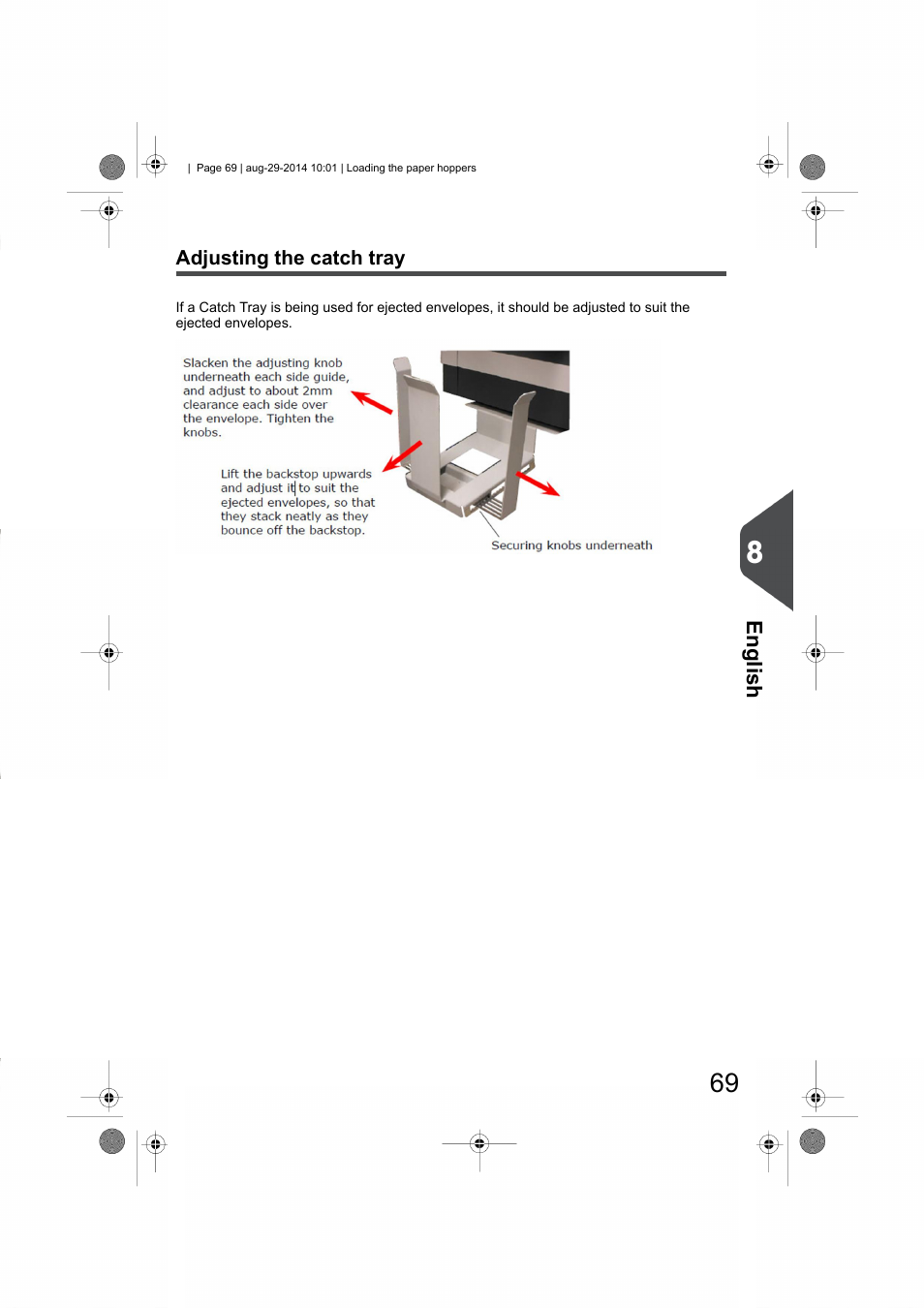 Adjusting the catch tray | Formax 7102/7102XT Series User Manual | Page 72 / 100