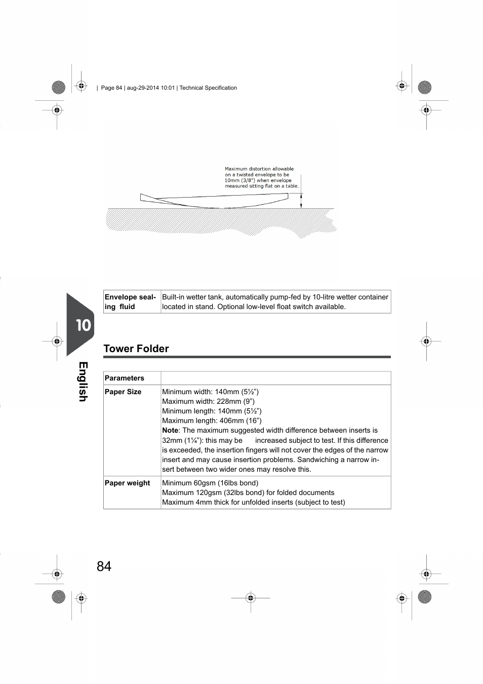 Tower folder, English | Formax 7102/7102XT Series User Manual | Page 87 / 100