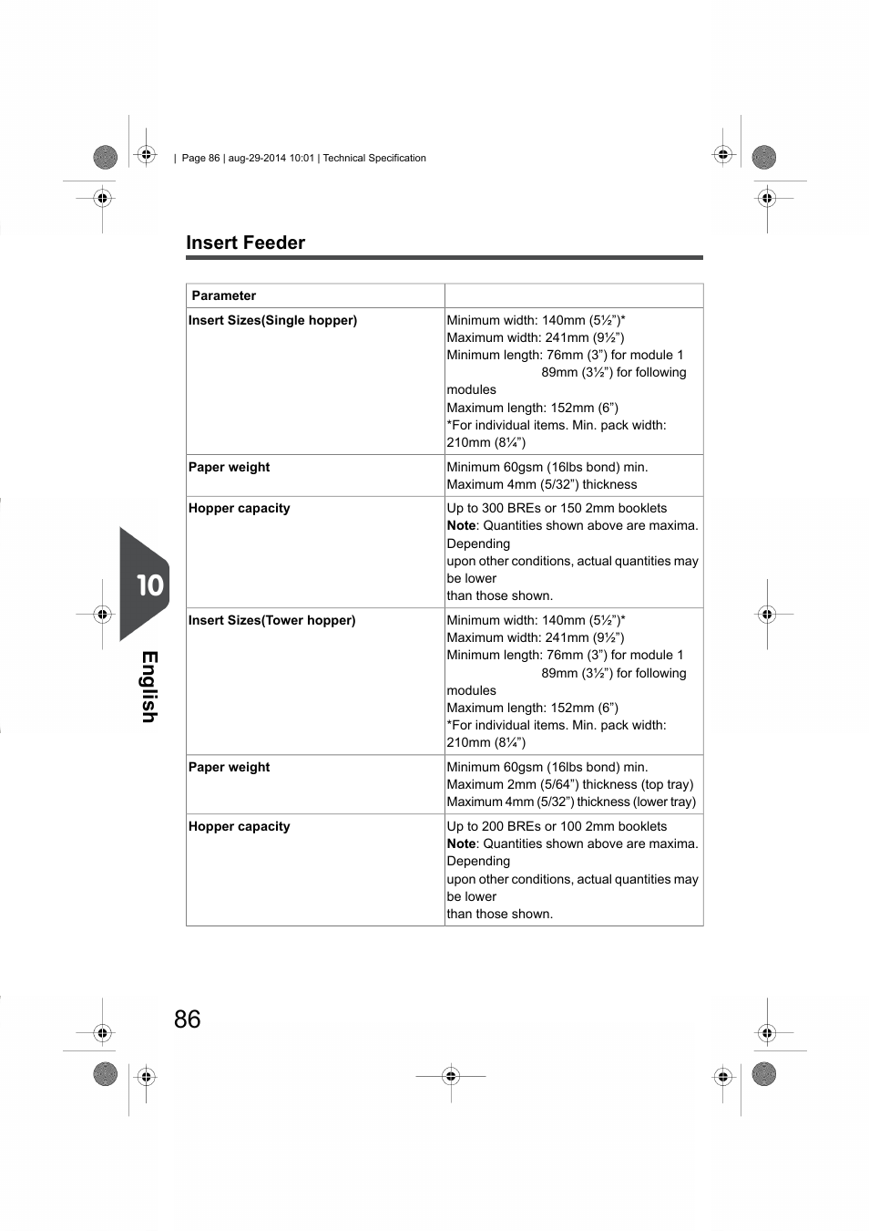 Insert feeder, English | Formax 7102/7102XT Series User Manual | Page 89 / 100