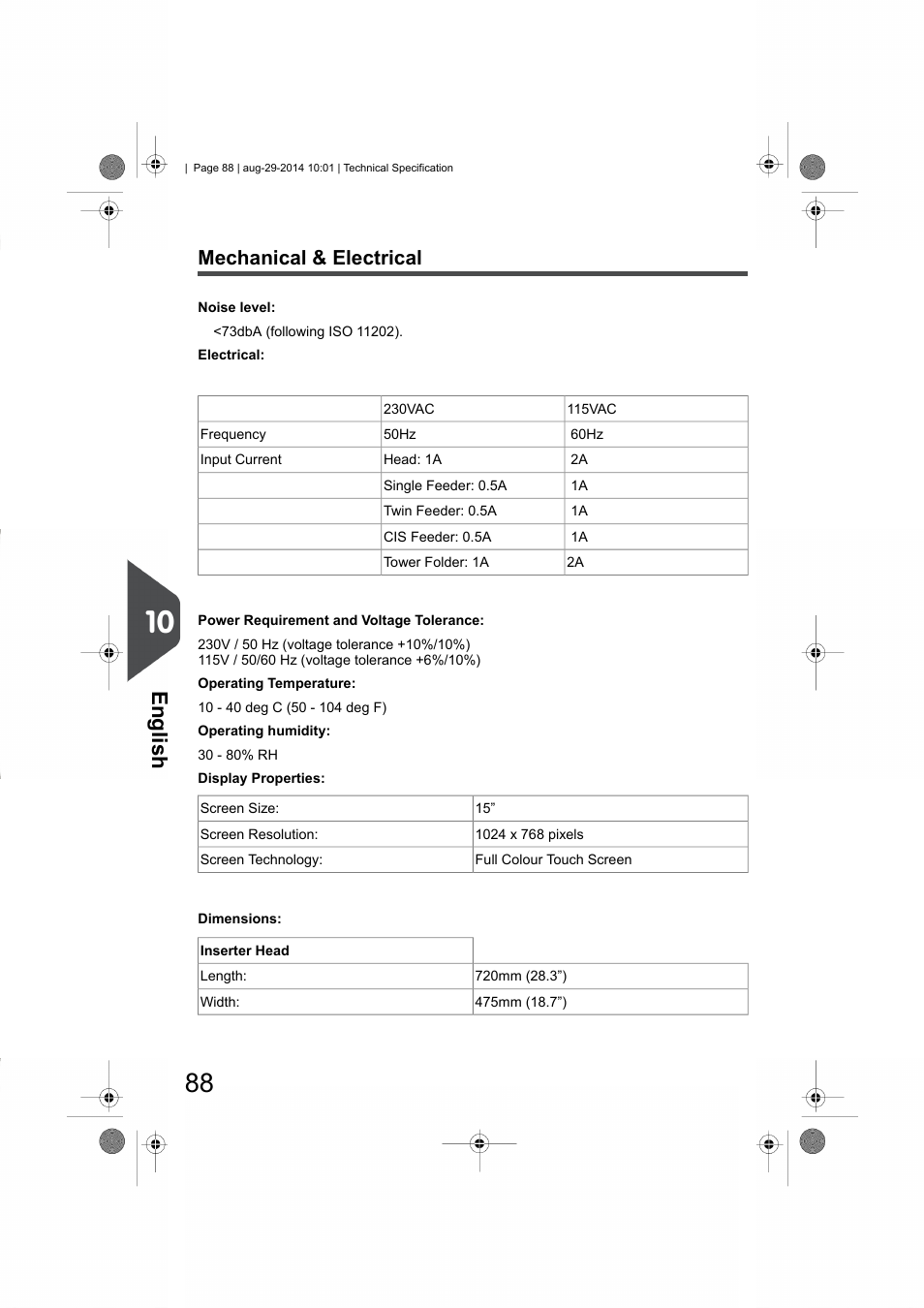 Mechanical & electrical, English | Formax 7102/7102XT Series User Manual | Page 91 / 100