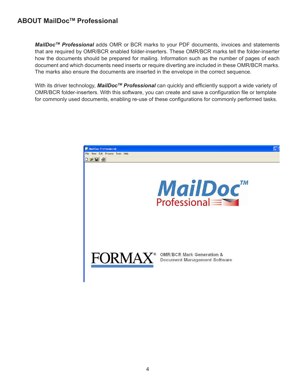 About maildoc, Professional | Formax MailDoc Professional Installation/Setup Guide, Rev. 2 User Manual | Page 8 / 30