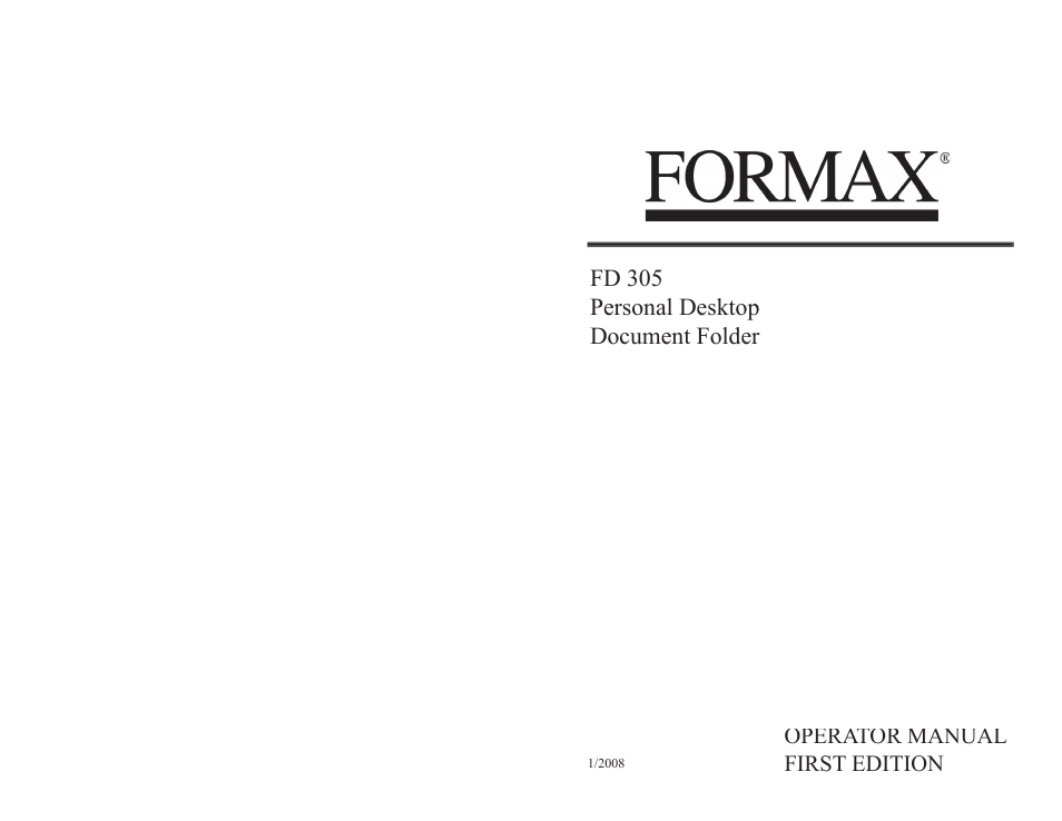 Formax FD 305 User Manual | 4 pages