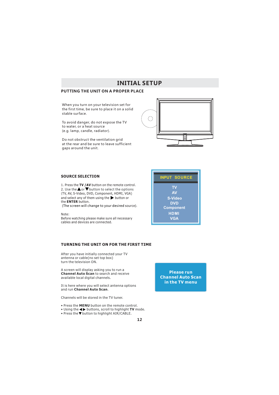Initial setup | Curtis LCDVD193A User Manual | Page 16 / 48