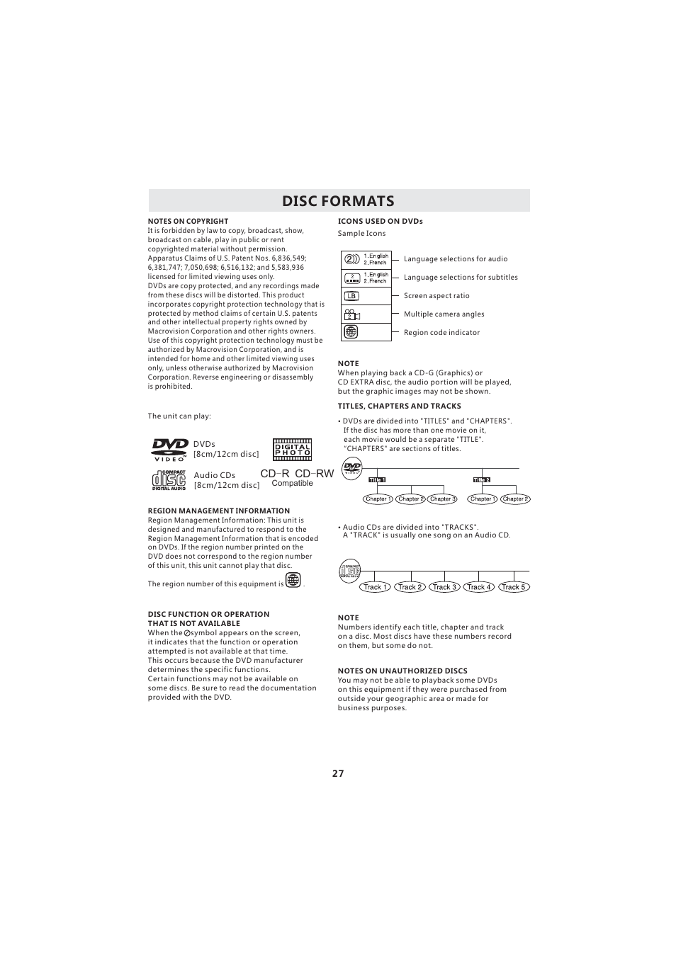 Disc formats, Cd r cd rw | Curtis LCDVD193A User Manual | Page 31 / 48