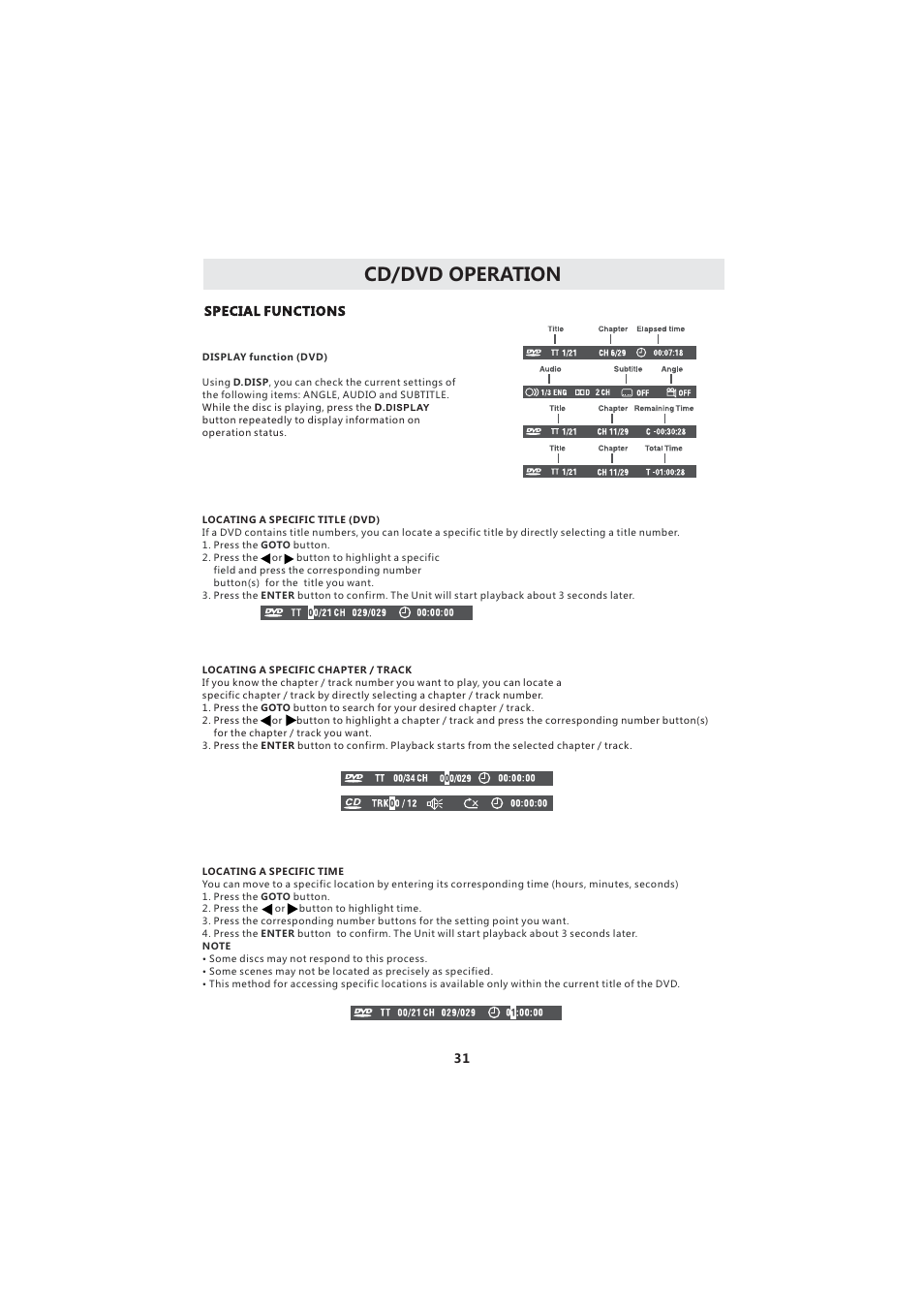 Cd dvd operation | Curtis LCDVD193A User Manual | Page 35 / 48
