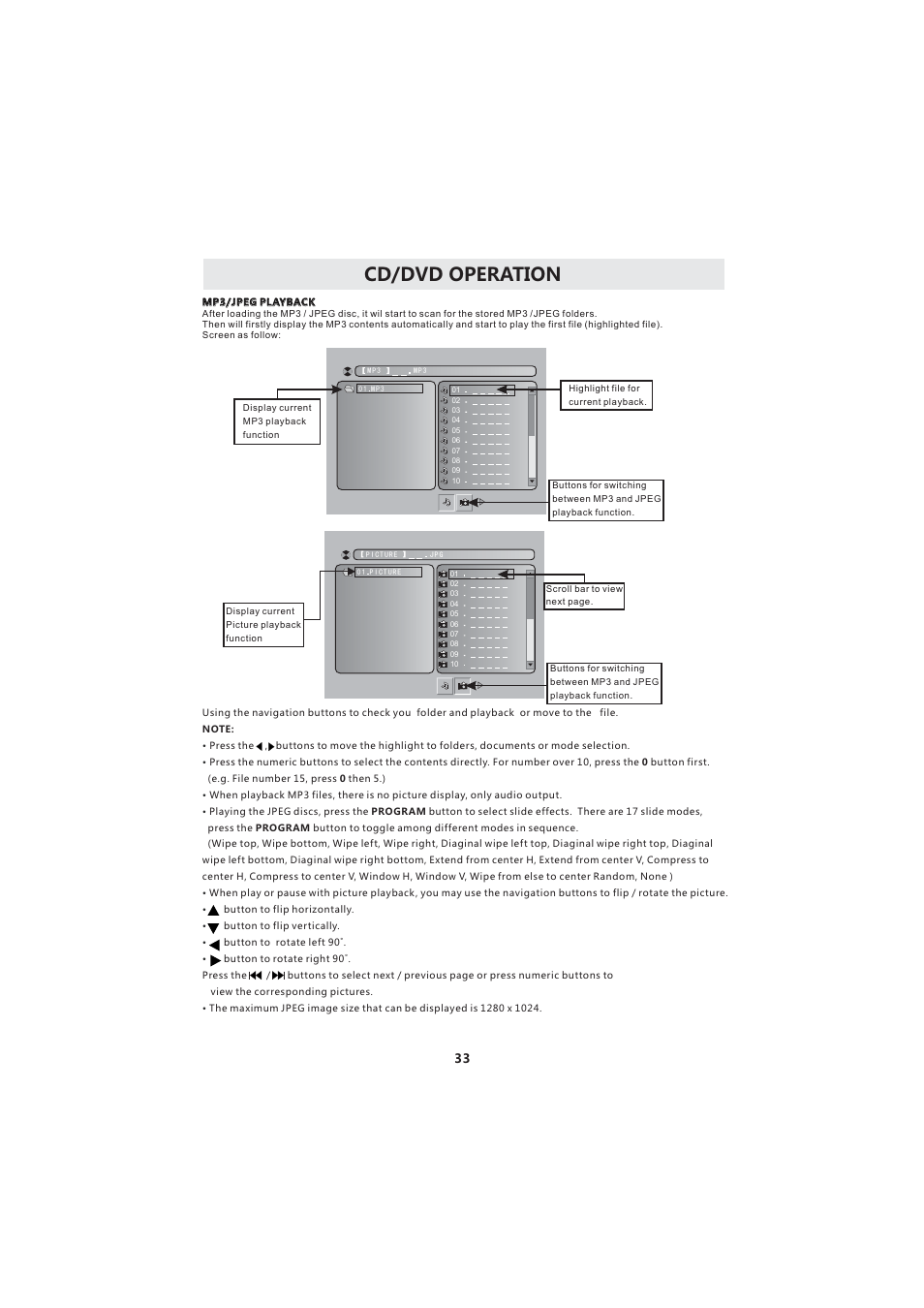 Cd dvd operation | Curtis LCDVD193A User Manual | Page 37 / 48