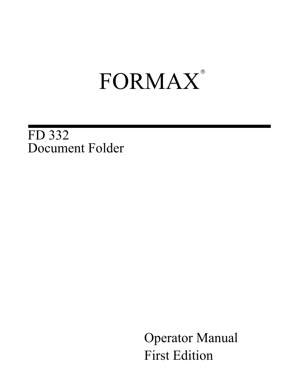 Formax FD 332 User Manual | 20 pages