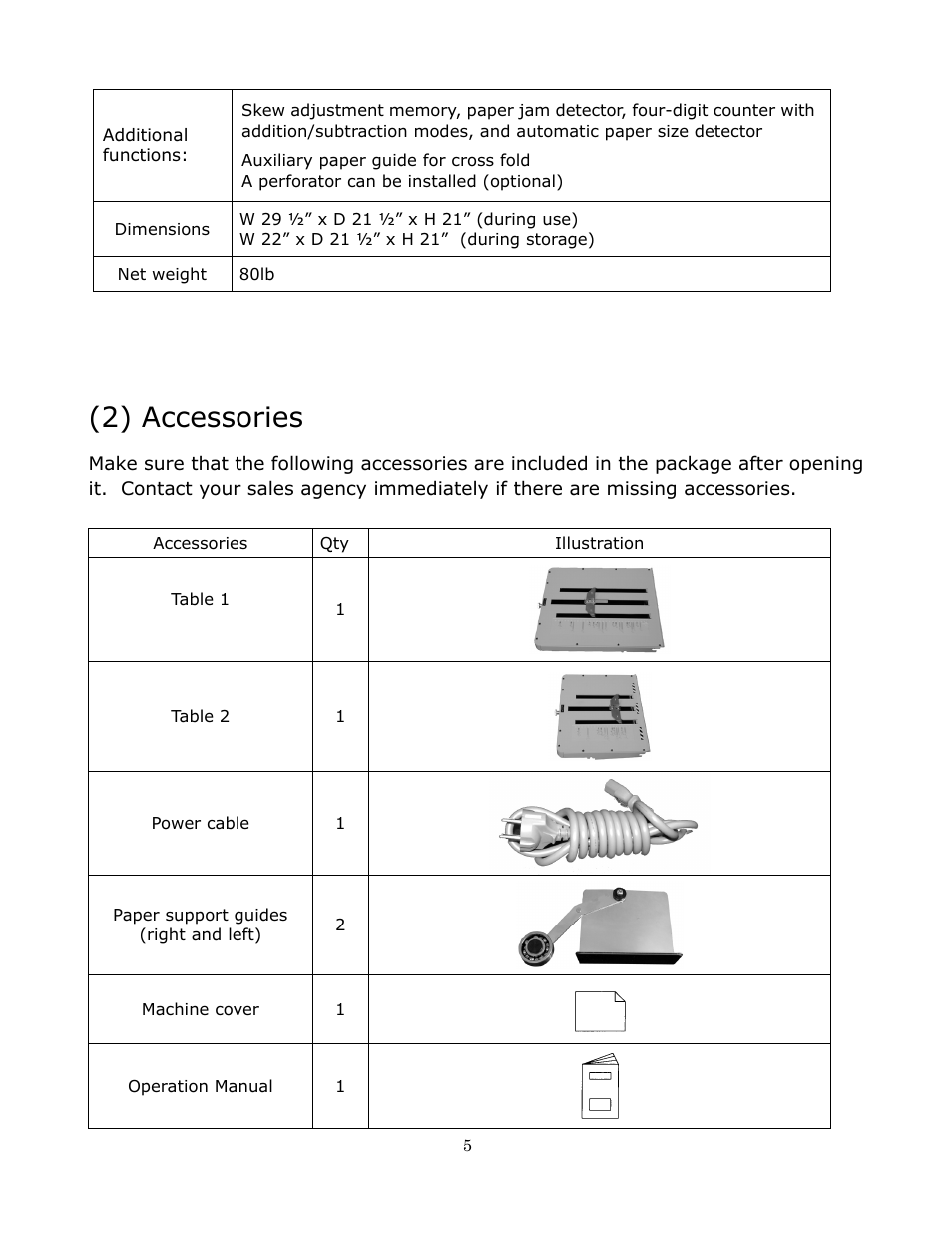 2) accessories | Formax FD 332 User Manual | Page 5 / 20