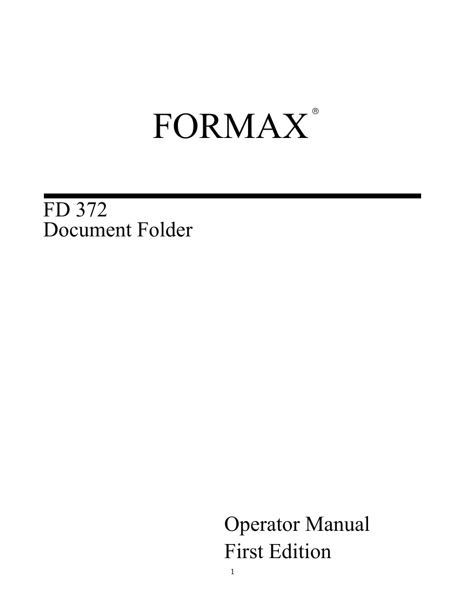 Formax FD 372 User Manual | 26 pages