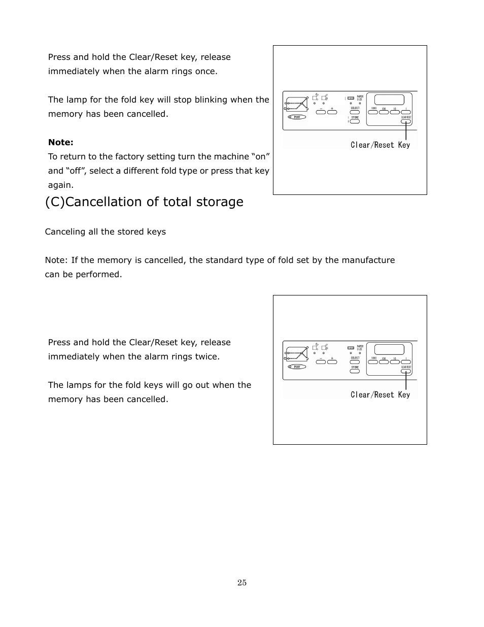 C)cancellation of total storage | Formax FD 372 User Manual | Page 25 / 26