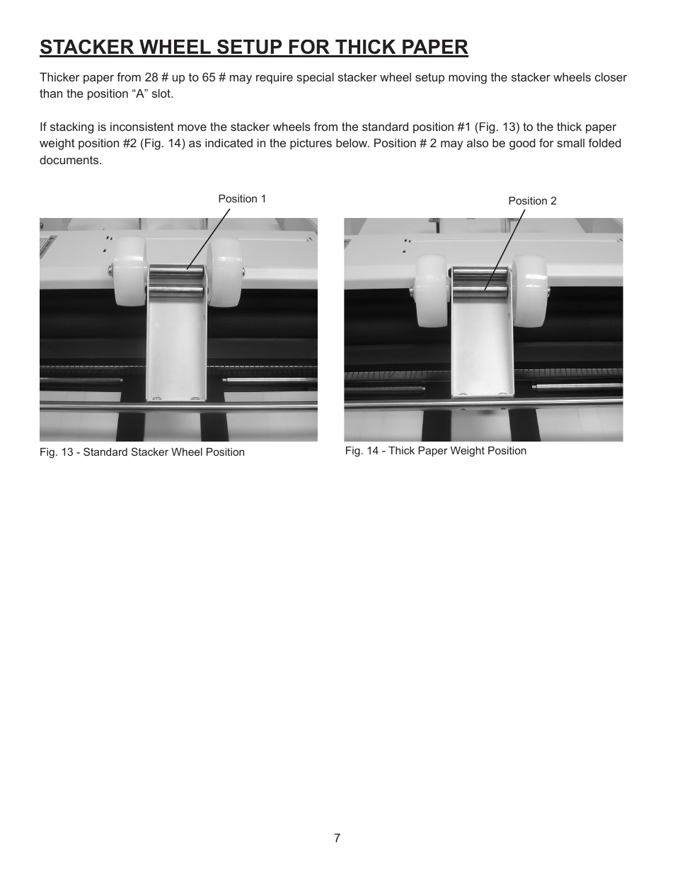 Stacker wheel setup for thick paper | Formax FD 340 User Manual | Page 11 / 13