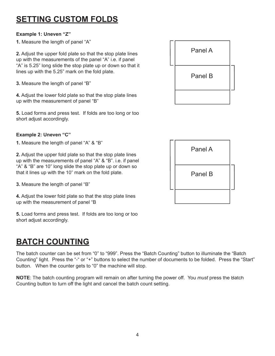 Setting custom folds batch counting | Formax FD 340 User Manual | Page 8 / 13