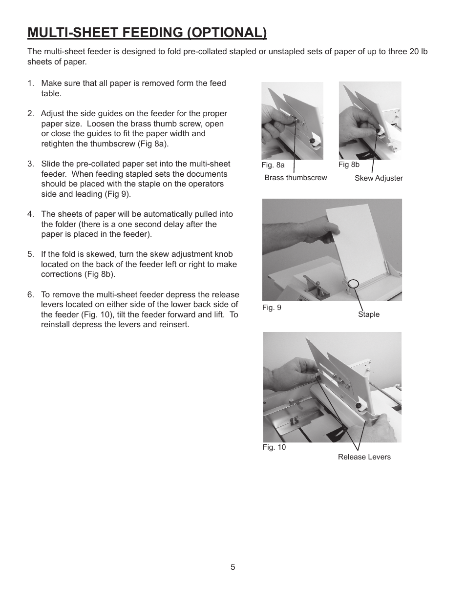 Multi-sheet feeding (optional) | Formax FD 340 User Manual | Page 9 / 13