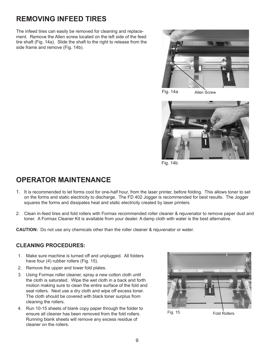 Removing infeed tires, Operator maintenance | Formax FD 342 User Manual | Page 13 / 15