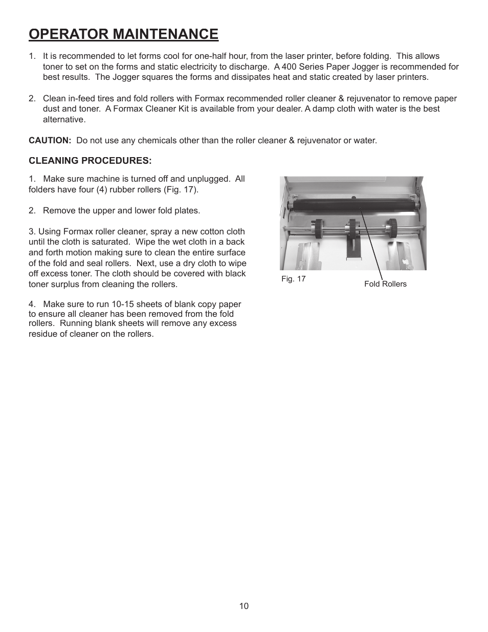 Operator maintenance | Formax FD 380 User Manual | Page 14 / 16