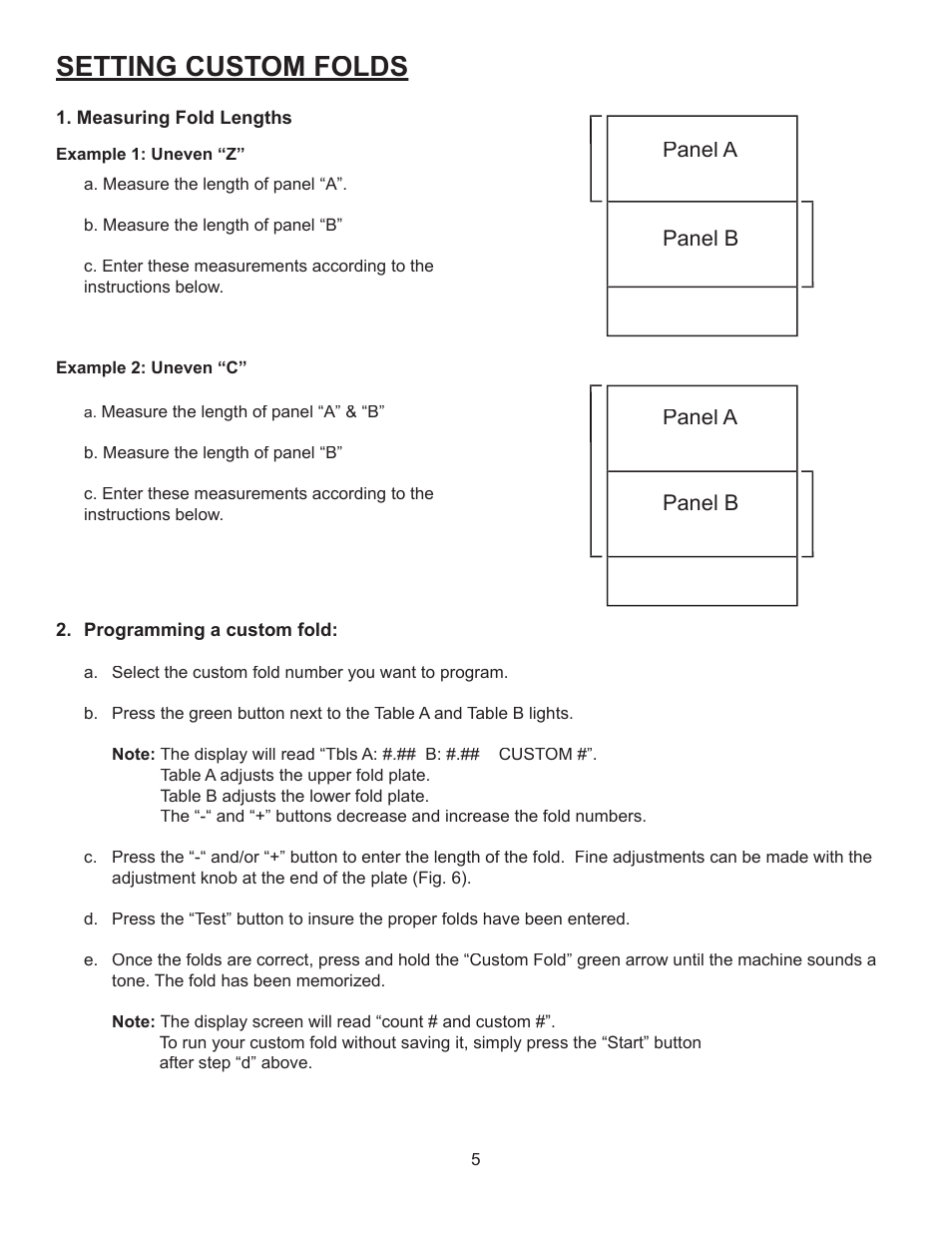 Setting custom folds | Formax FD 380 User Manual | Page 9 / 16