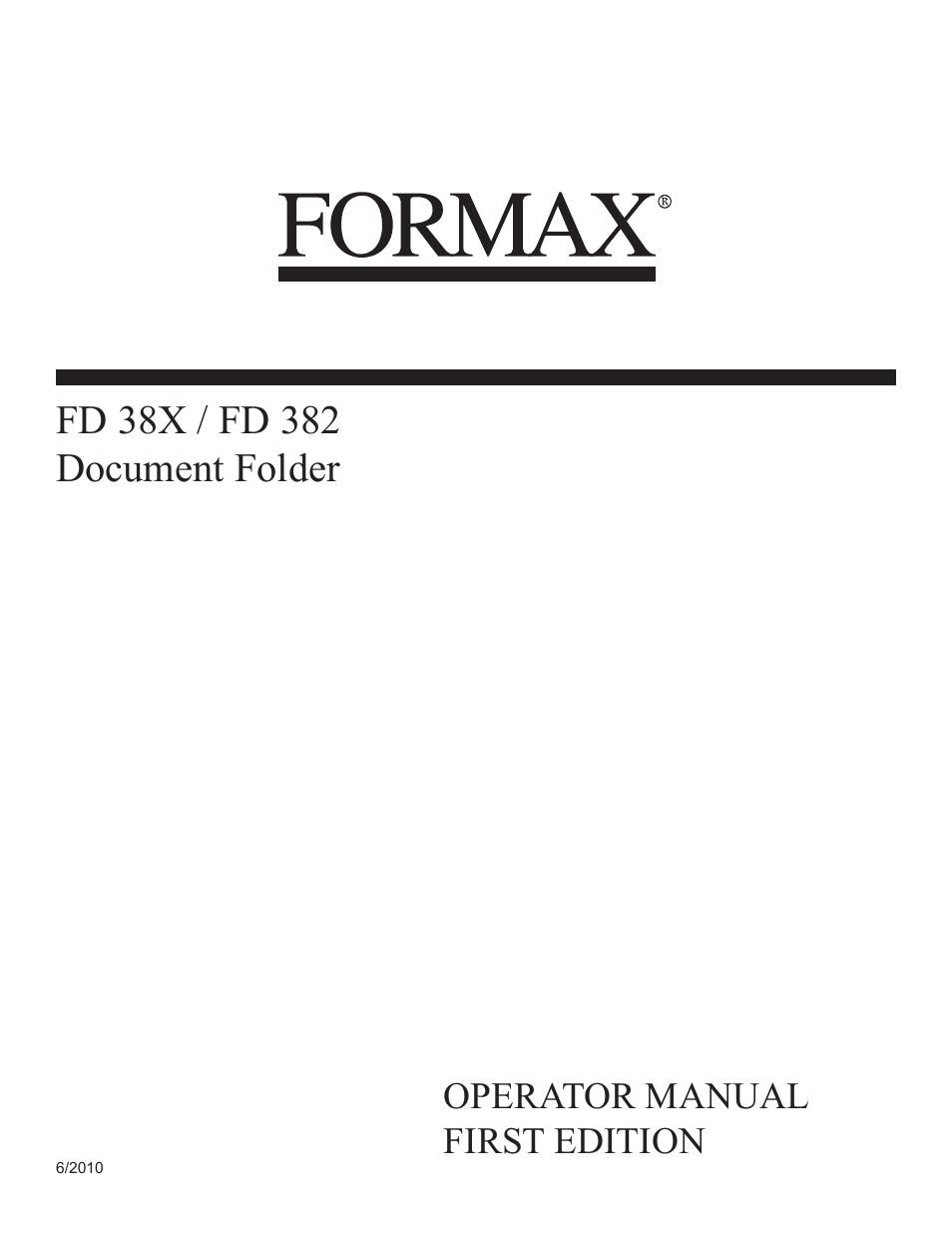Formax FD 382 / FD 38X User Manual | 27 pages
