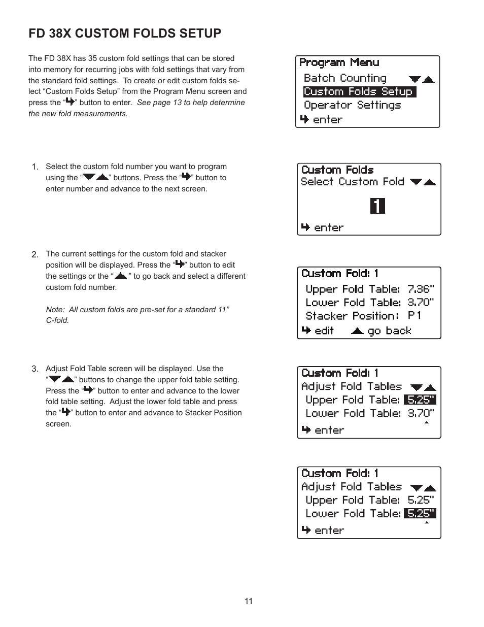 Fd 38x custom folds setup | Formax FD 382 / FD 38X User Manual | Page 15 / 27