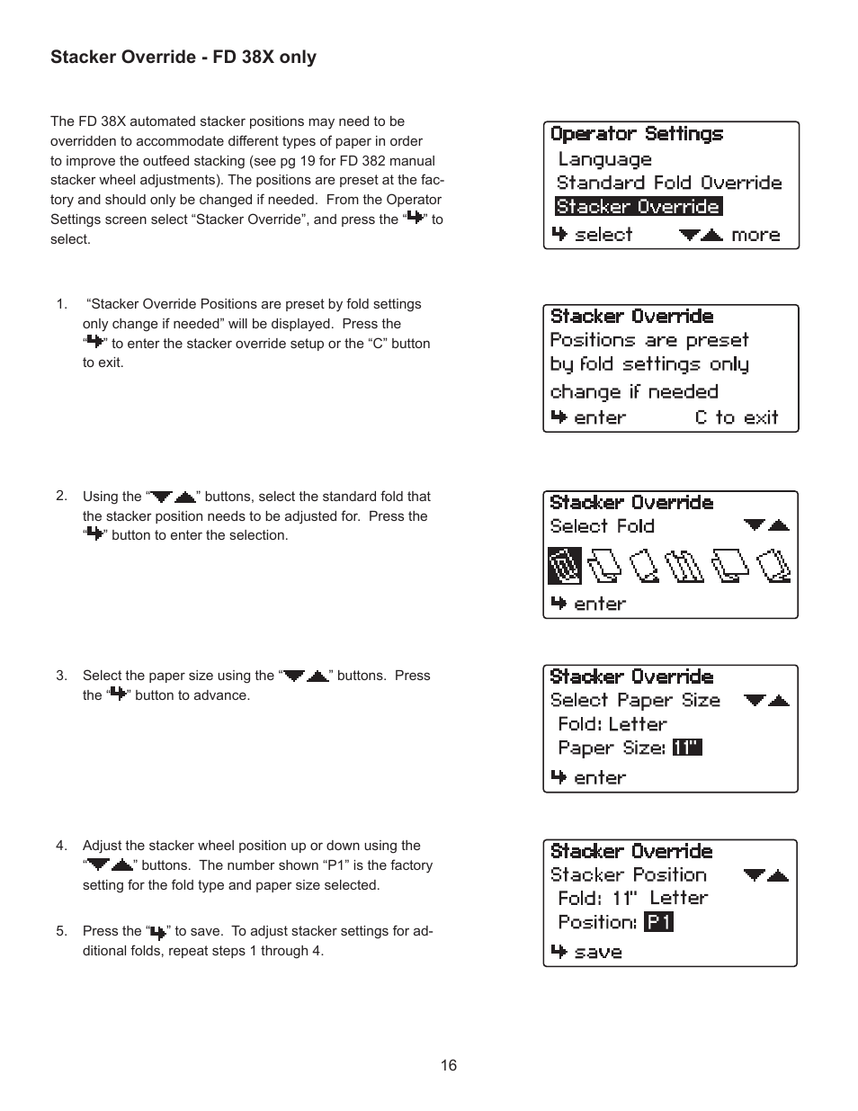 Stacker override - fd 38x only | Formax FD 382 / FD 38X User Manual | Page 20 / 27