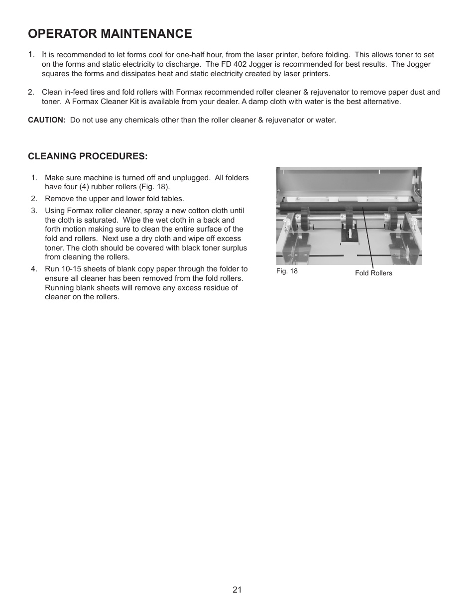 Operator maintenance | Formax FD 382 / FD 38X User Manual | Page 25 / 27