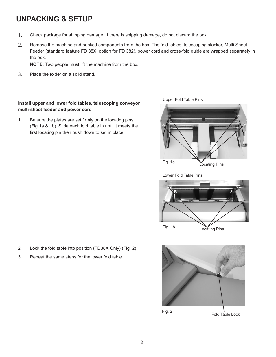 Unpacking & setup | Formax FD 382 / FD 38X User Manual | Page 6 / 27