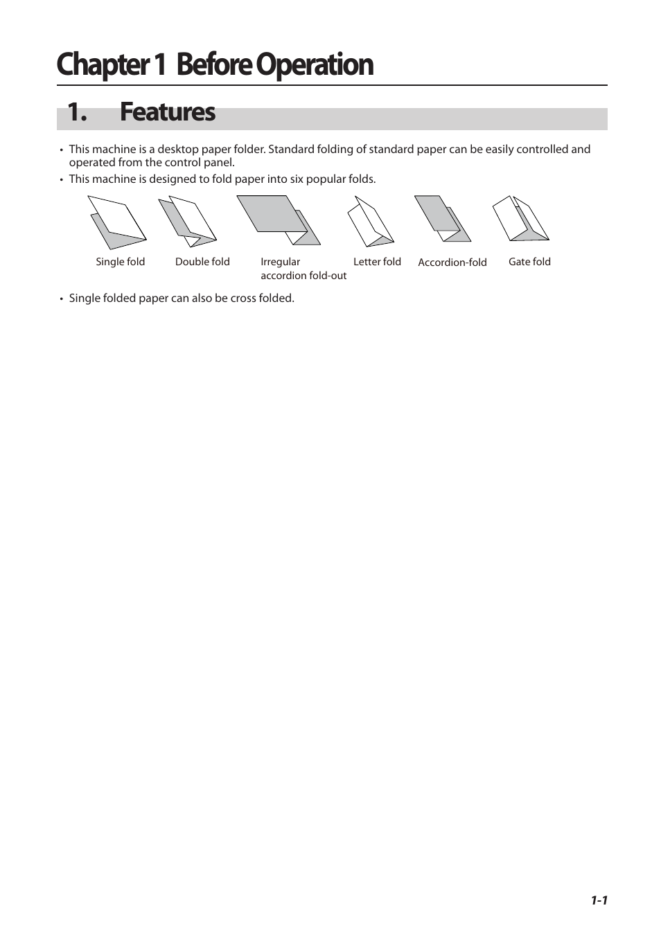 Chapter 1 before operation, Features, Chapter 1 | Before operation, Features -1 | Formax FD 3200 User Manual | Page 10 / 93