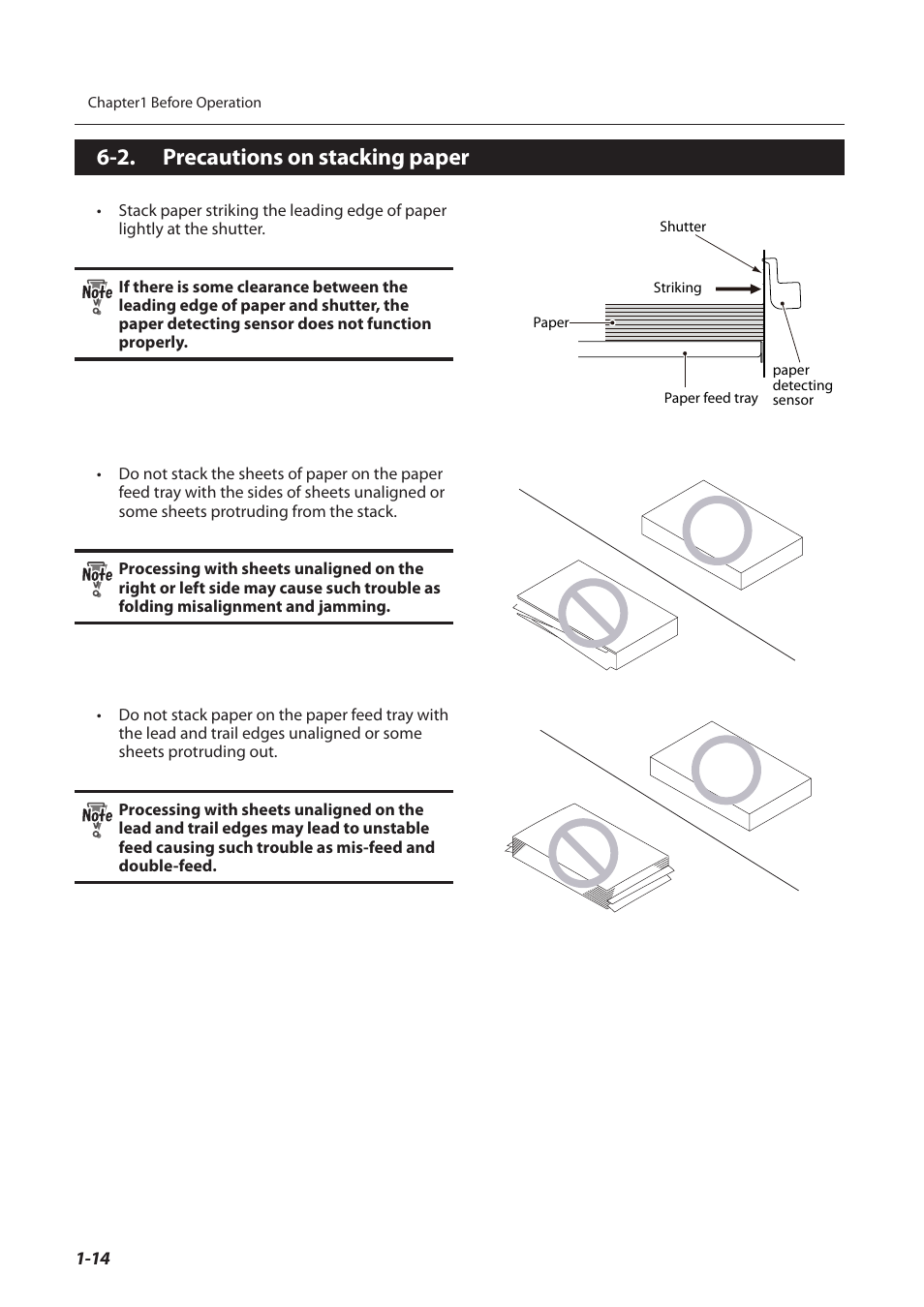 2. precautions on stacking paper, Precautions on stacking paper -14 | Formax FD 3200 User Manual | Page 23 / 93