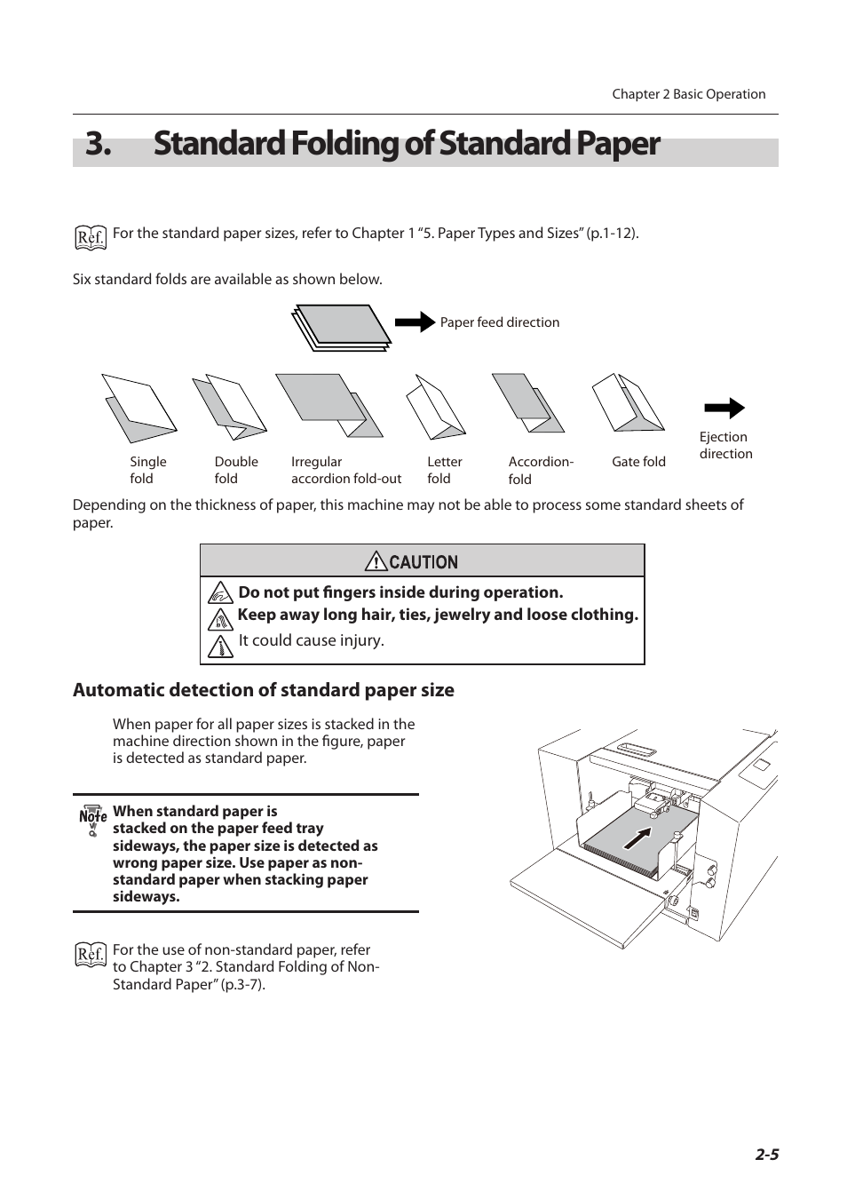 Standard folding of standard paper, Standard folding of standard paper -5, Automatic detection of standard paper size | Formax FD 3200 User Manual | Page 30 / 93