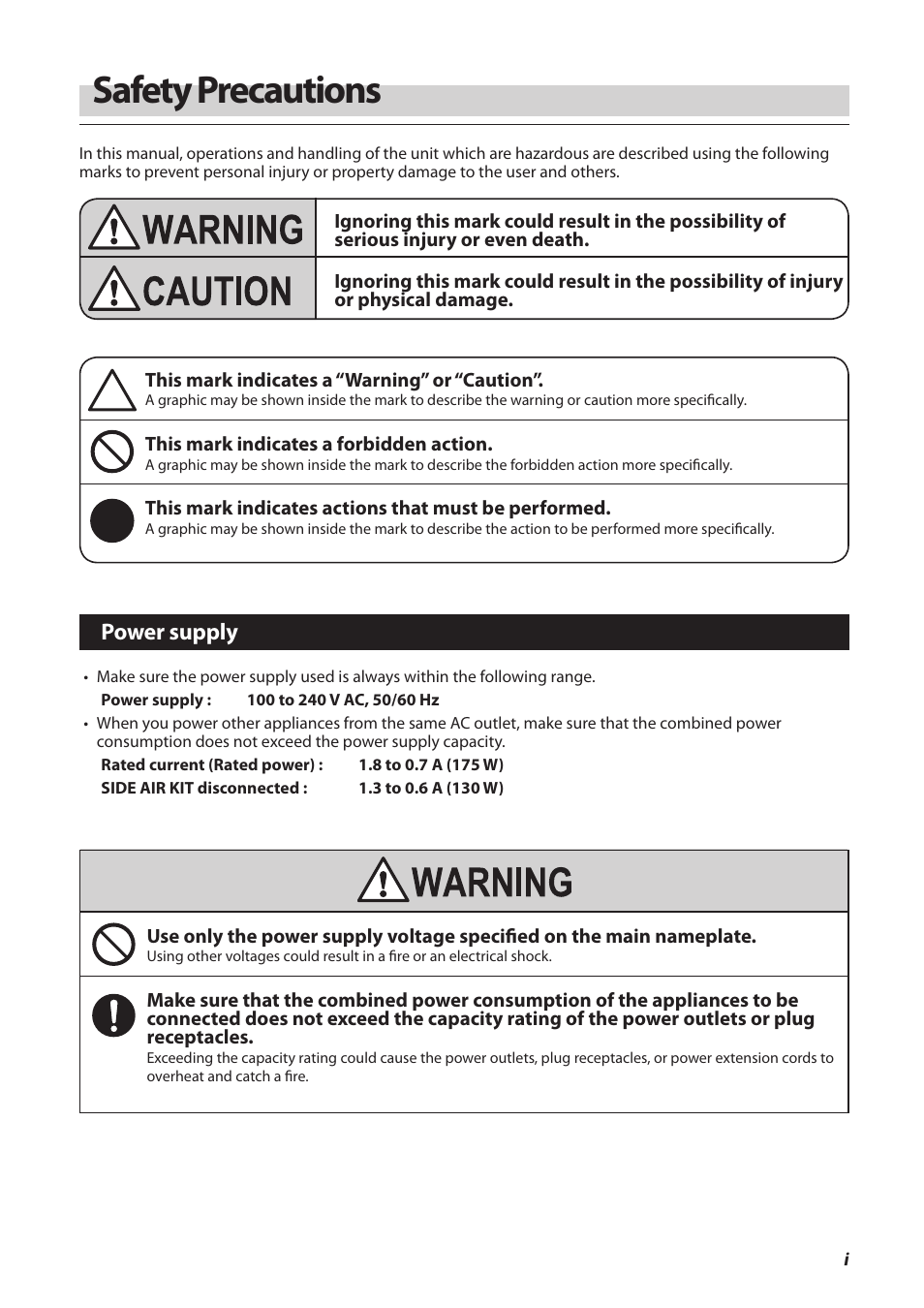 Safety precautions, Power supply | Formax FD 3200 User Manual | Page 4 / 93