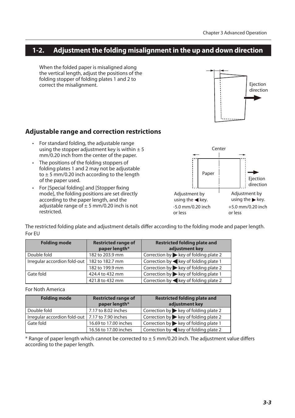 Adjustable range and correction restrictions | Formax FD 3200 User Manual | Page 40 / 93