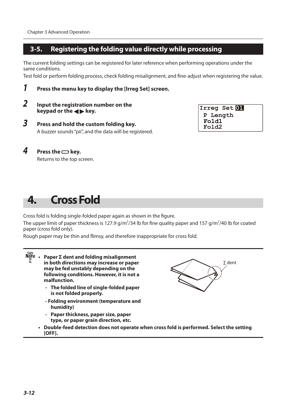 Cross fold, Cross fold -12 | Formax FD 3200 User Manual | Page 49 / 93