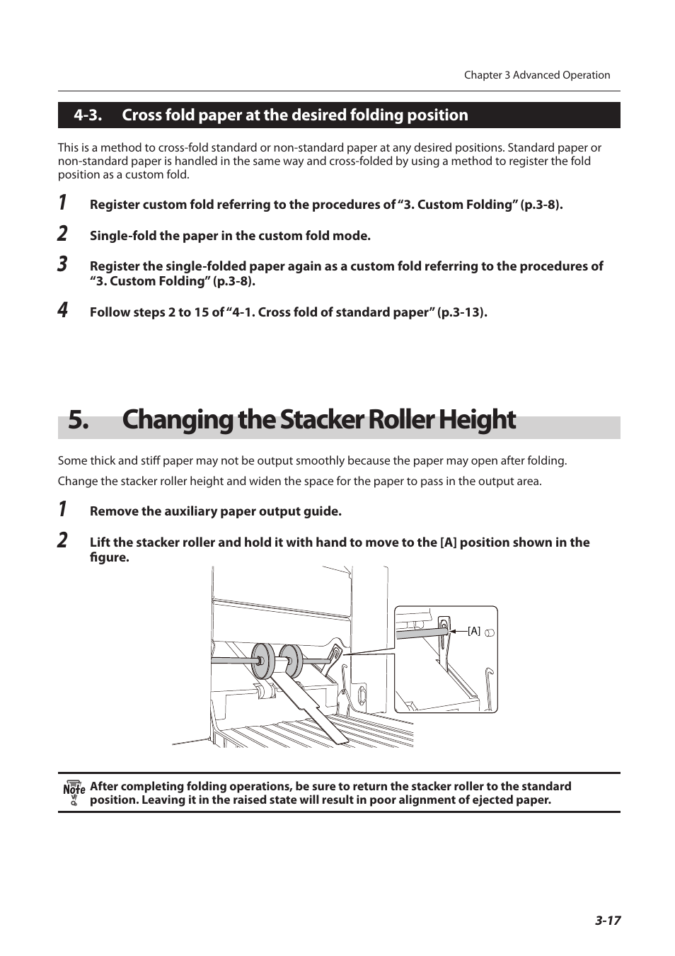 Changing the stacker roller height, Changing the stacker roller height -17 | Formax FD 3200 User Manual | Page 54 / 93