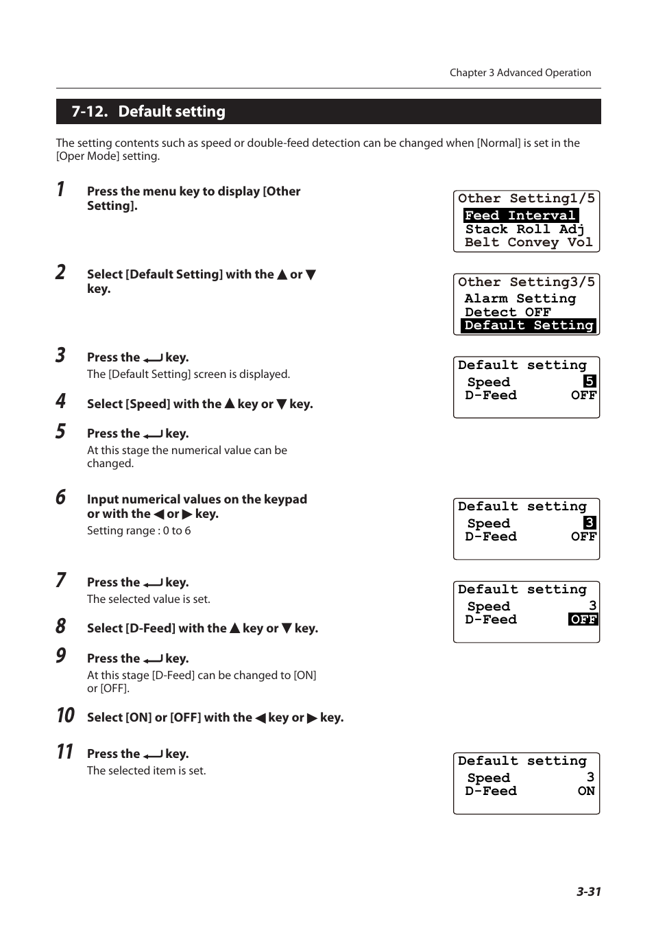 12. default setting, 12. default setting -31 | Formax FD 3200 User Manual | Page 68 / 93