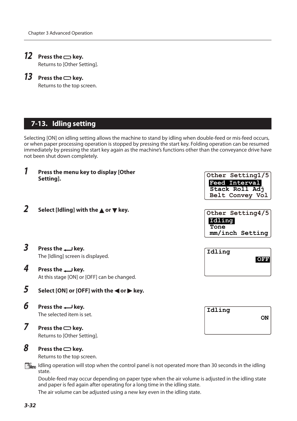 13. idling setting, 13. idling setting -32, P.3-32) | Formax FD 3200 User Manual | Page 69 / 93