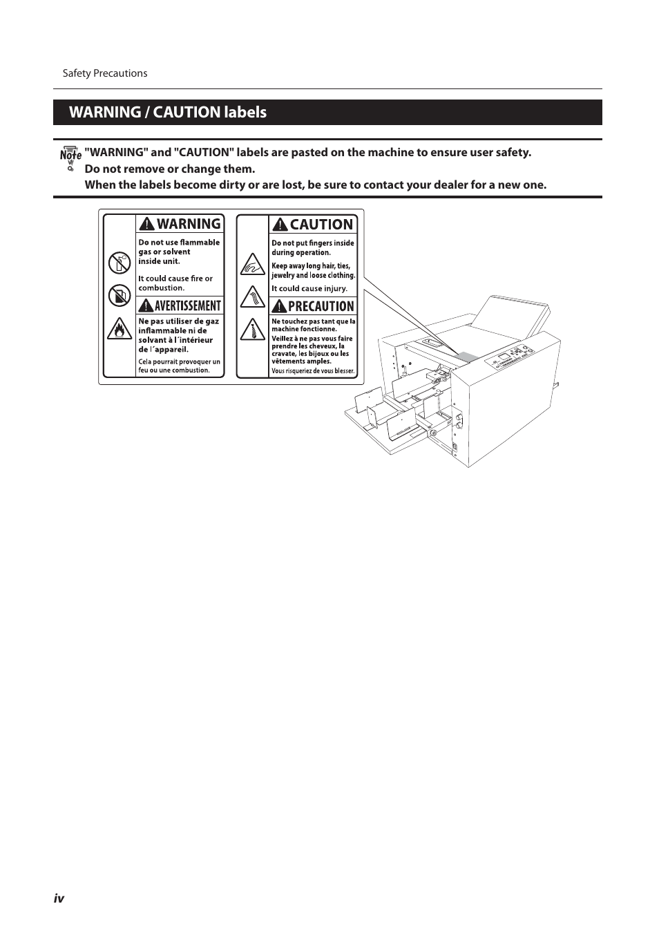 Warning / caution labels | Formax FD 3200 User Manual | Page 7 / 93