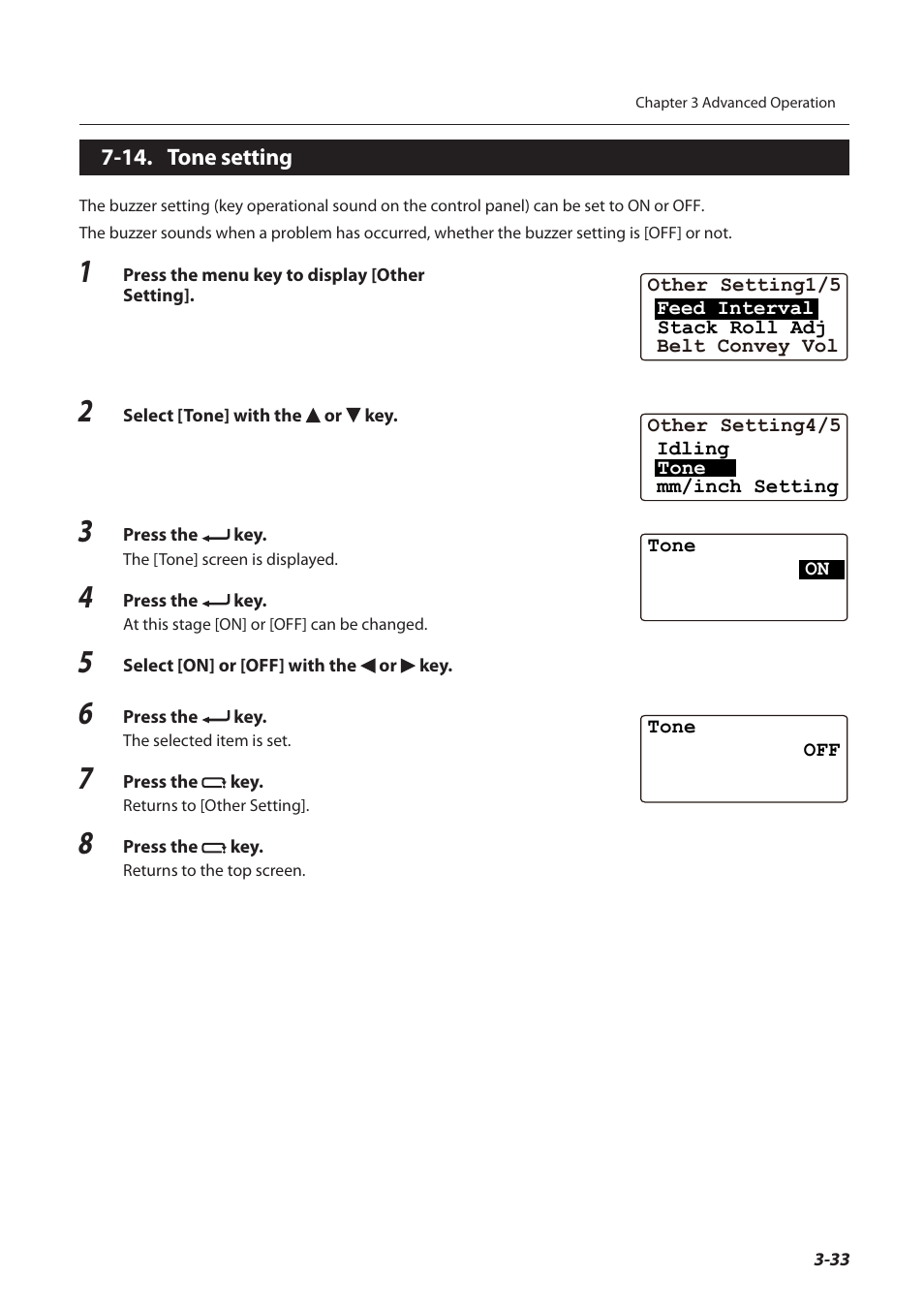 14. tone setting, 14. tone setting -33 | Formax FD 3200 User Manual | Page 70 / 93