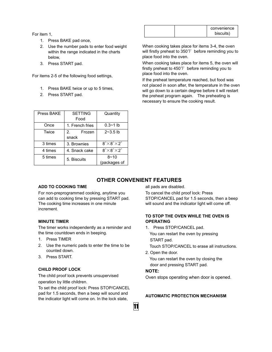 Other convenient features | Curtis SMW5500 User Manual | Page 12 / 13