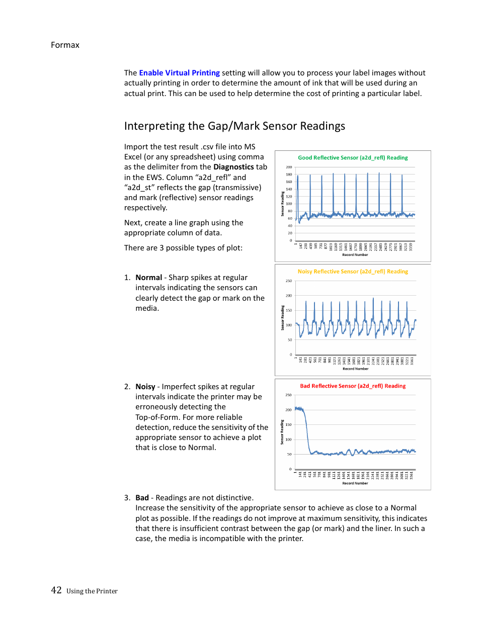 Interpreting the gap/mark sensor readings | Formax ColorMaxLP Operator Manual User Manual | Page 42 / 86