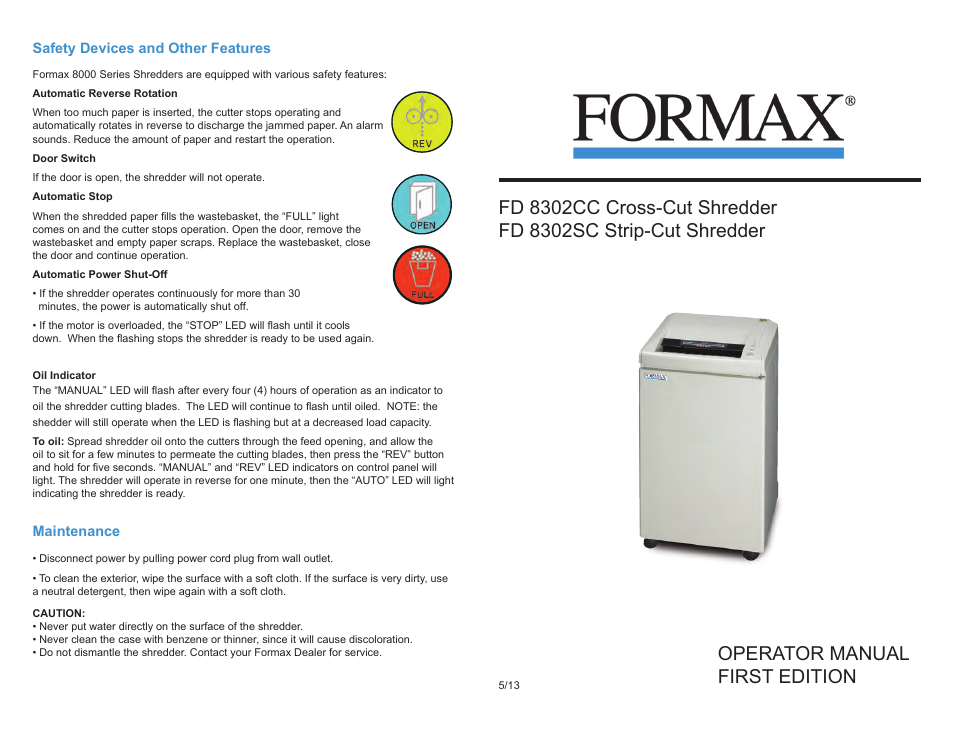 Formax FD 8302CC/SC User Manual | 2 pages