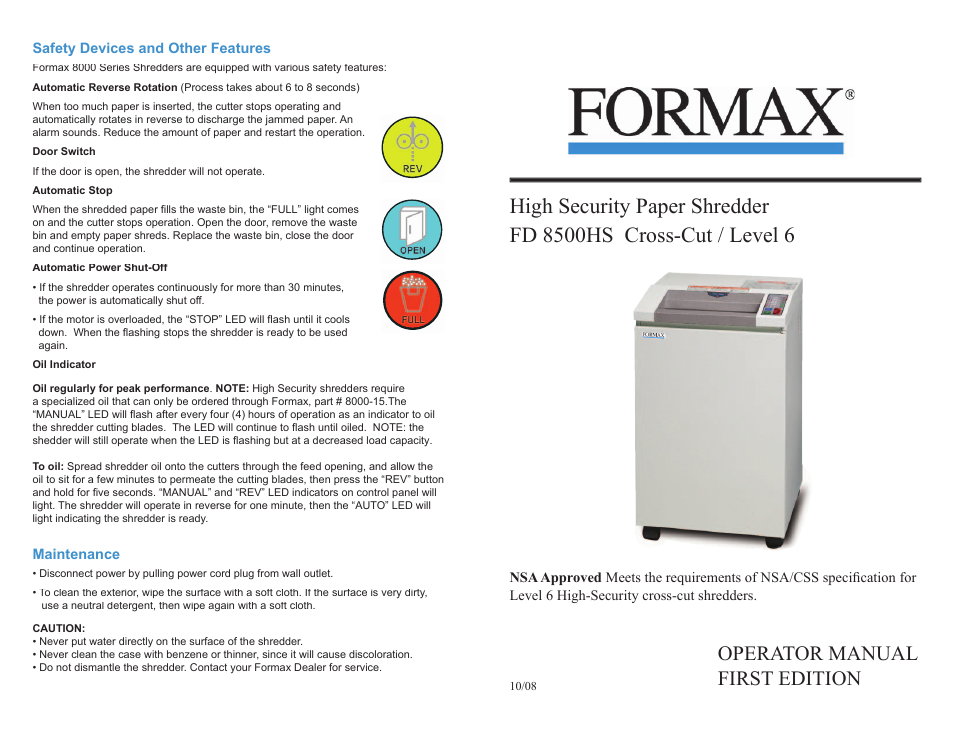 Formax FD 8500HS User Manual | 2 pages