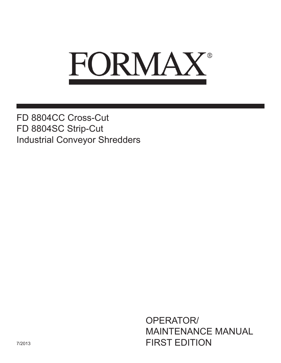 Formax FD 8804 User Manual | 24 pages